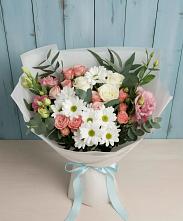 Букет цветов из:  Розы, Лизиантусы и Хризантемы в Новоорске