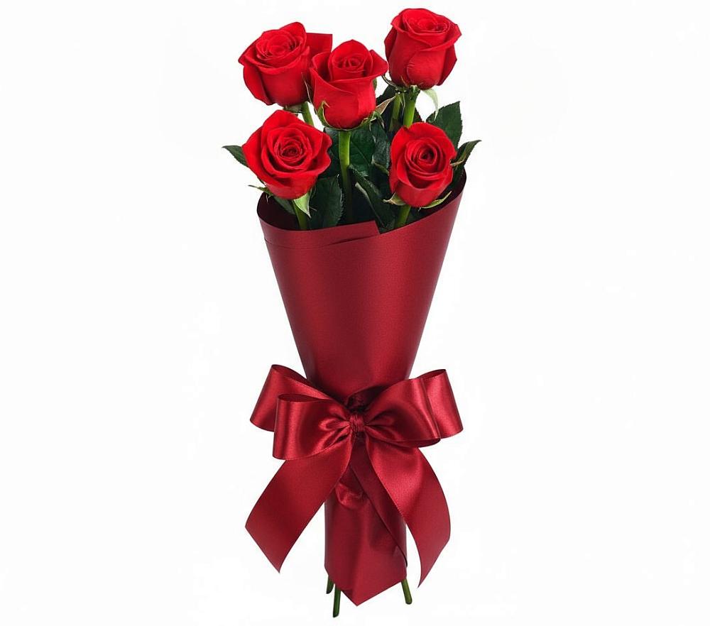 Букет 5 Красных роз Эдлесс Лав в Новоорске