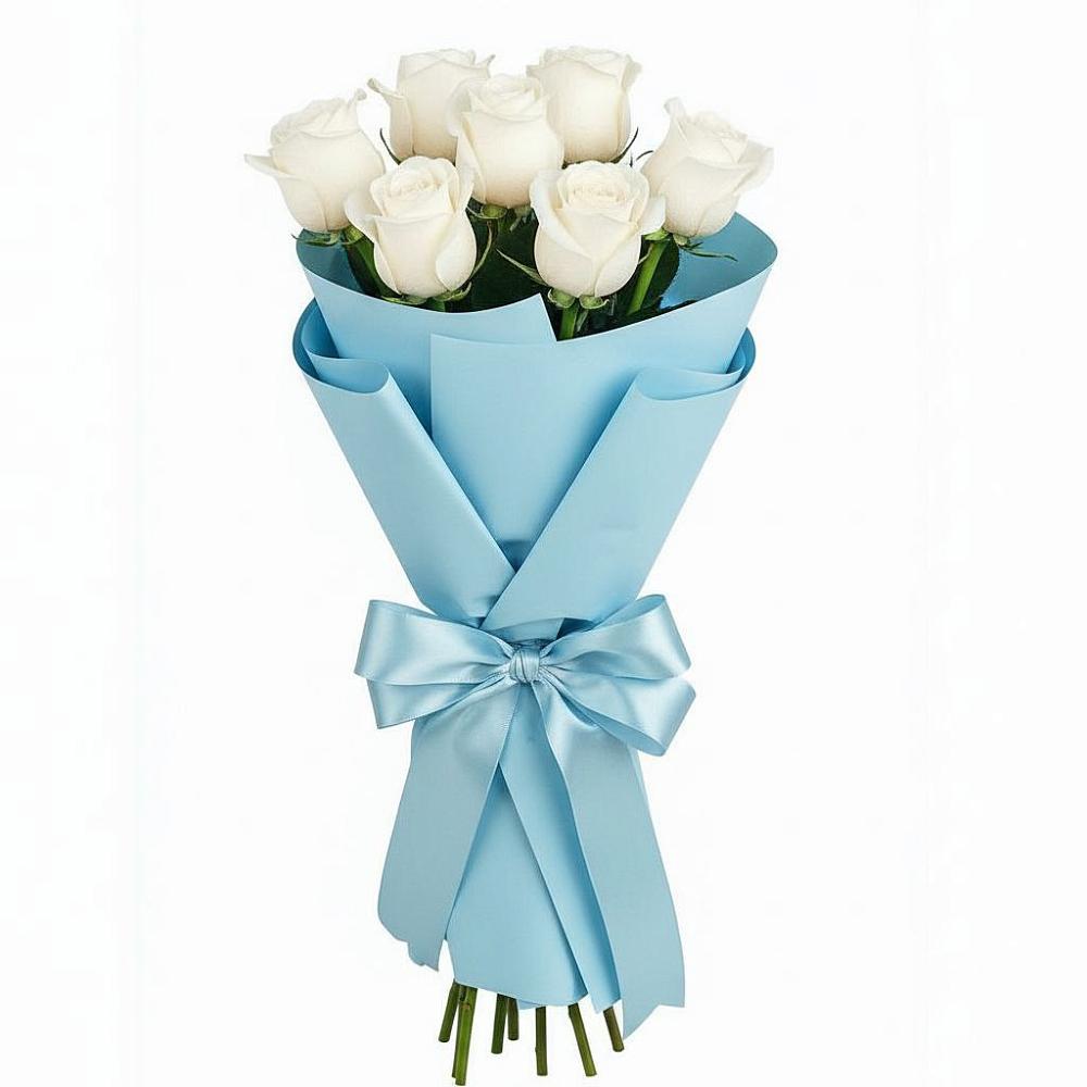Букет 7 белых роз Проуд в Новоорске