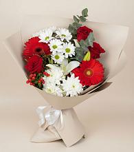 Букет цветов из:  Розы, Хризантемы, Герберы и Лилии в Новоорске