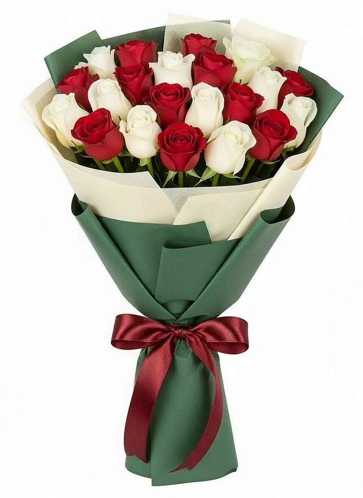 Букет Микс из красных и белых роз в Новоорске