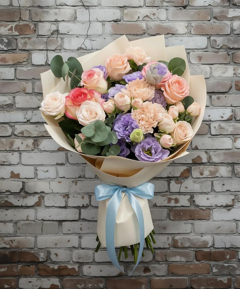 Букет цветов из: Розы, Лизиантусы и Гвоздики в Новоорске