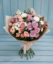 Букет цветов из:  Хризантемы, Розы и Альстромерии в Новоорске