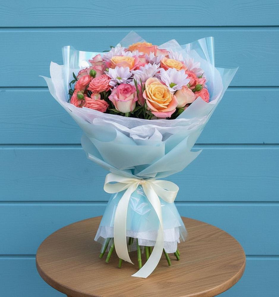 Букет цветов из: Хризантемы и Розы в Новоорске